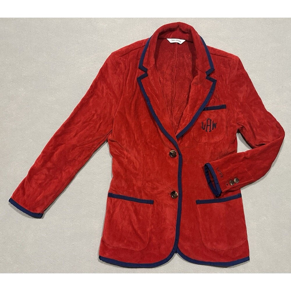 Bask poolside Supply Terry Cloth Toweling Blazer Red Navy Blue Accents Size 0